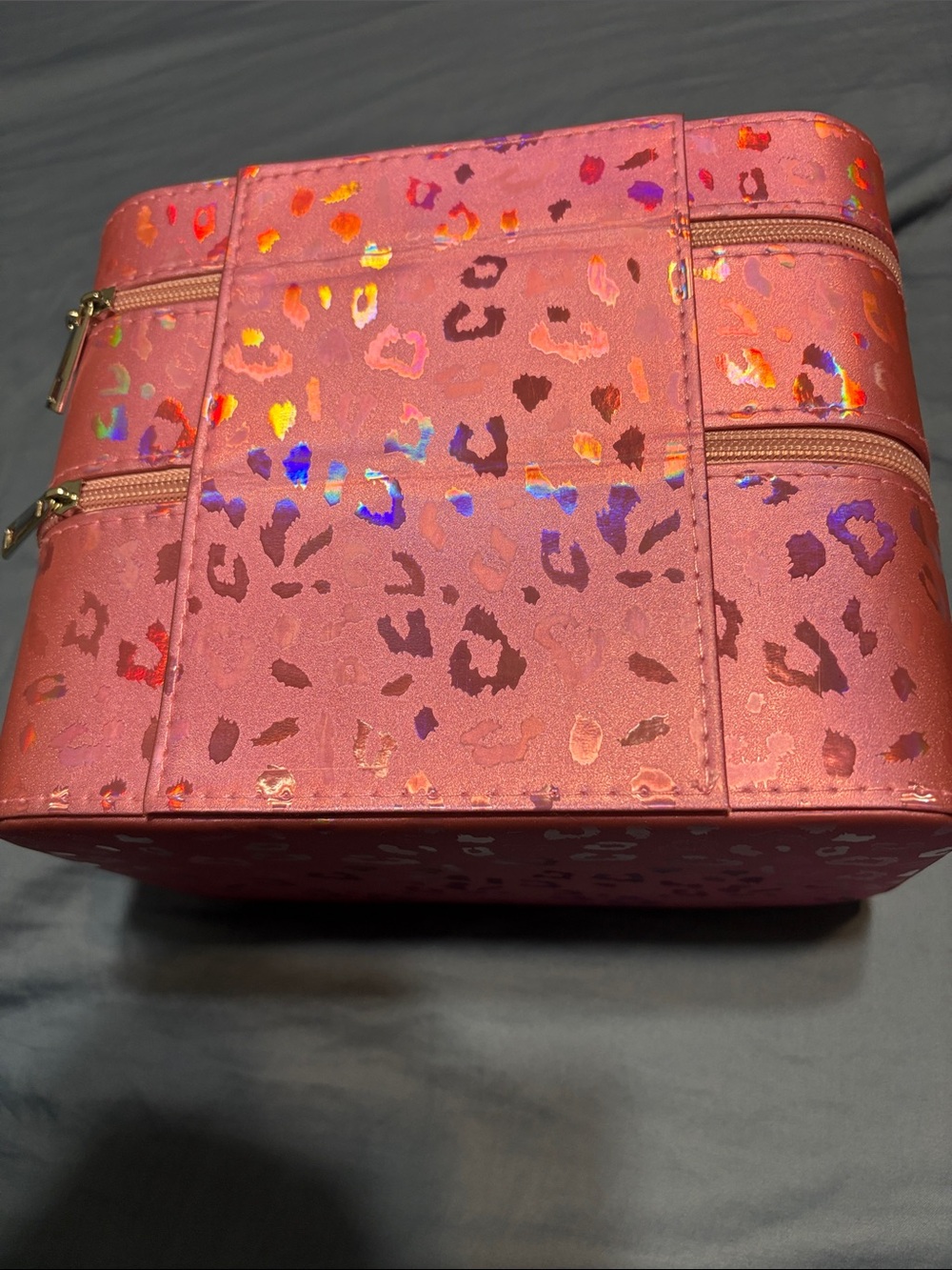 Imoshion Pink Holographic Leopard Makeup Case double size nwt - Picture 5 of 16